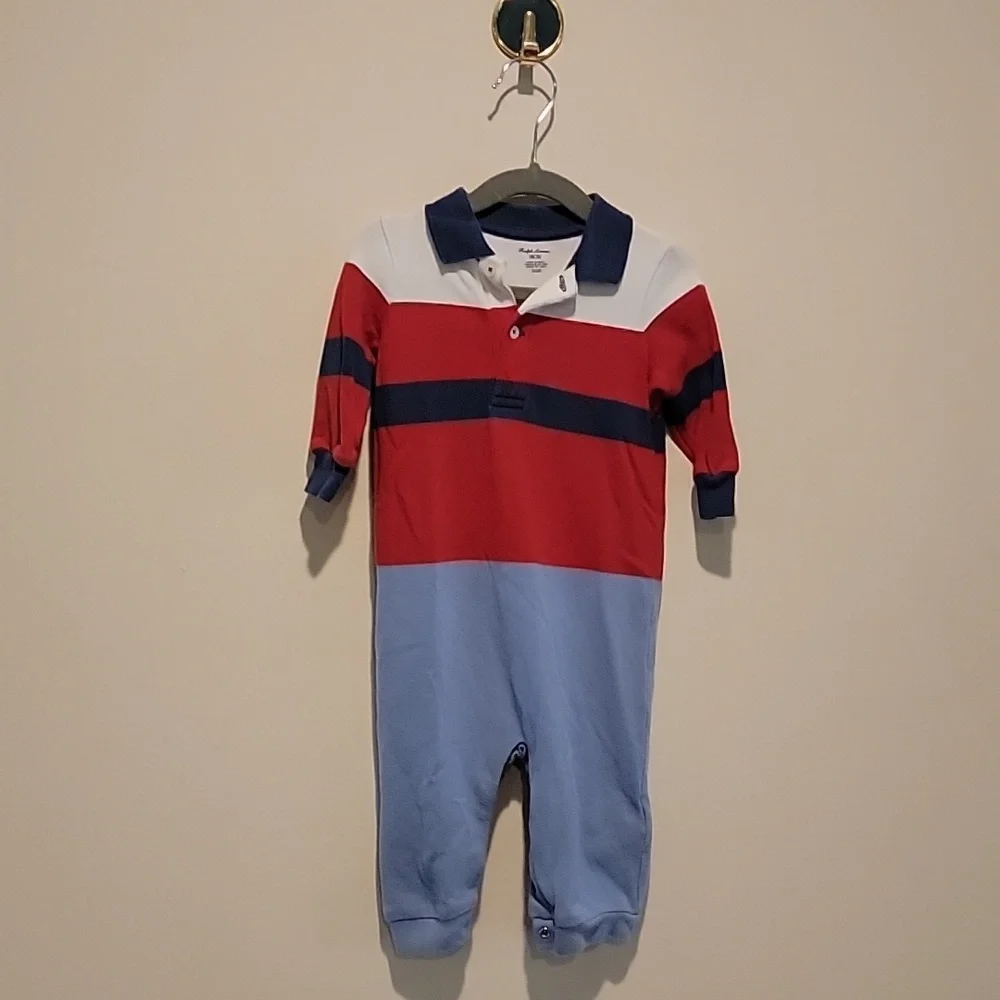 Polo Ralph Lauren white red and blue stripe hoodie 9 months 9 mos baby boy